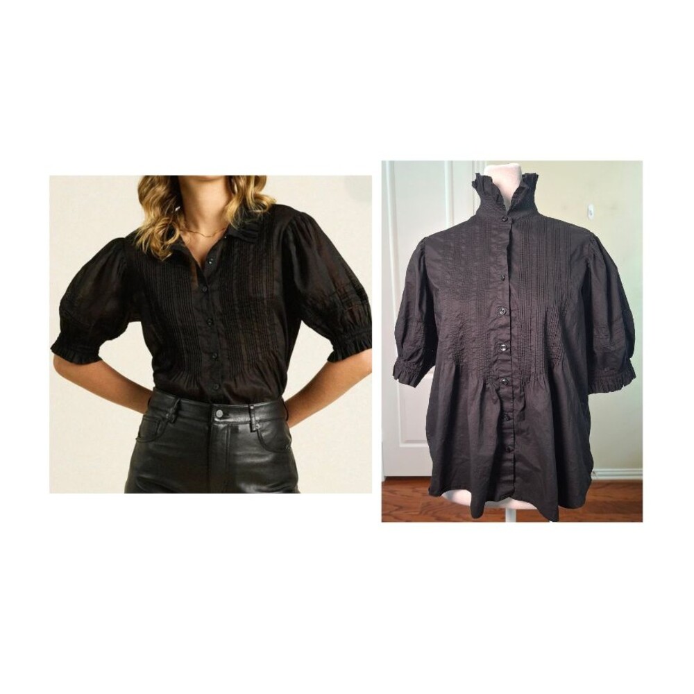 Trovata Birds Paradise Jess Blouse Black Women S 100% Cotton Preppy Whimsigoth